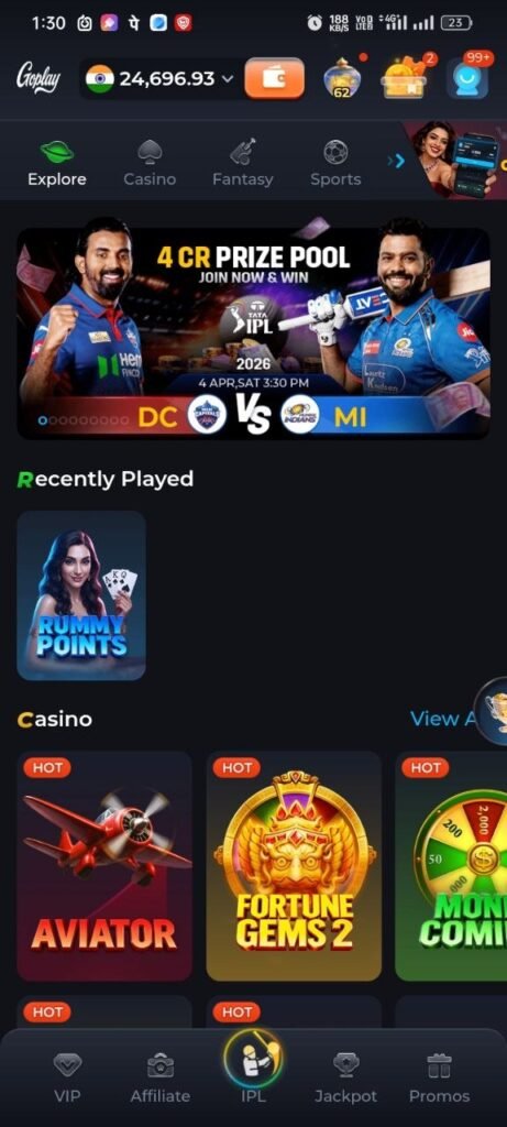 GoPlay11 IPL fantasy cricket team creation interface with player selection